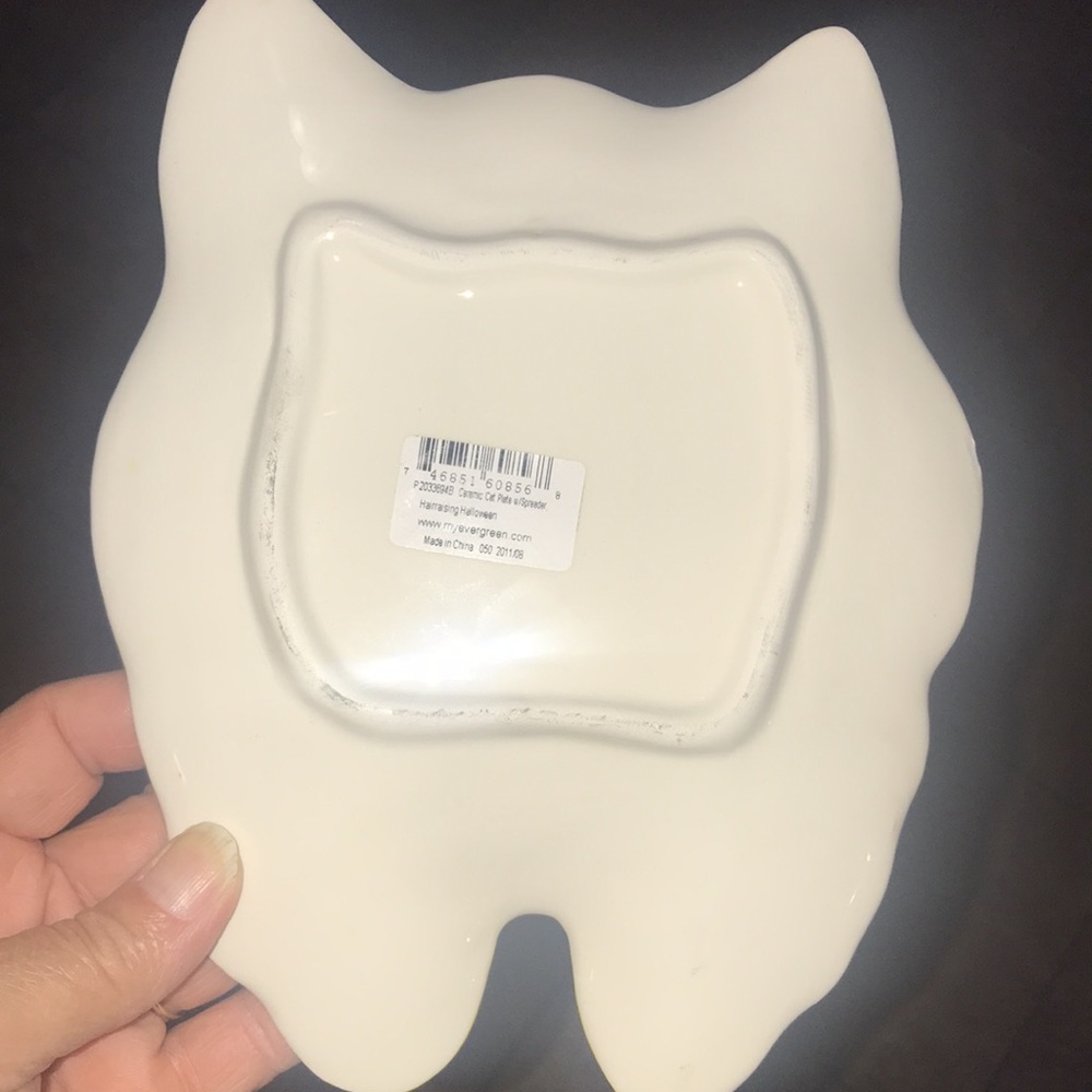 NIP Spooky Ceramic Cat Plate + Spreader - Picture 3 of 7